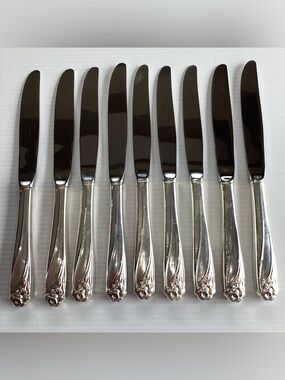 9 X Daffodil 1847 Rogers Bros IS Silverplate Flatware Silverware Dinner Knives